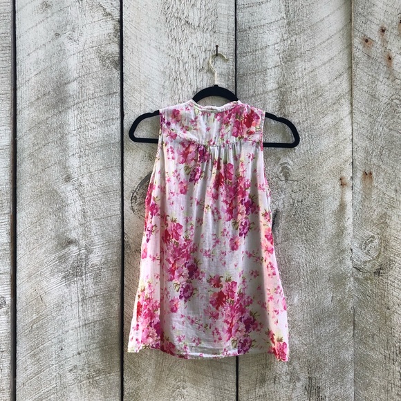Topshop | floral v-neck button down tank top - Picture 2 of 6